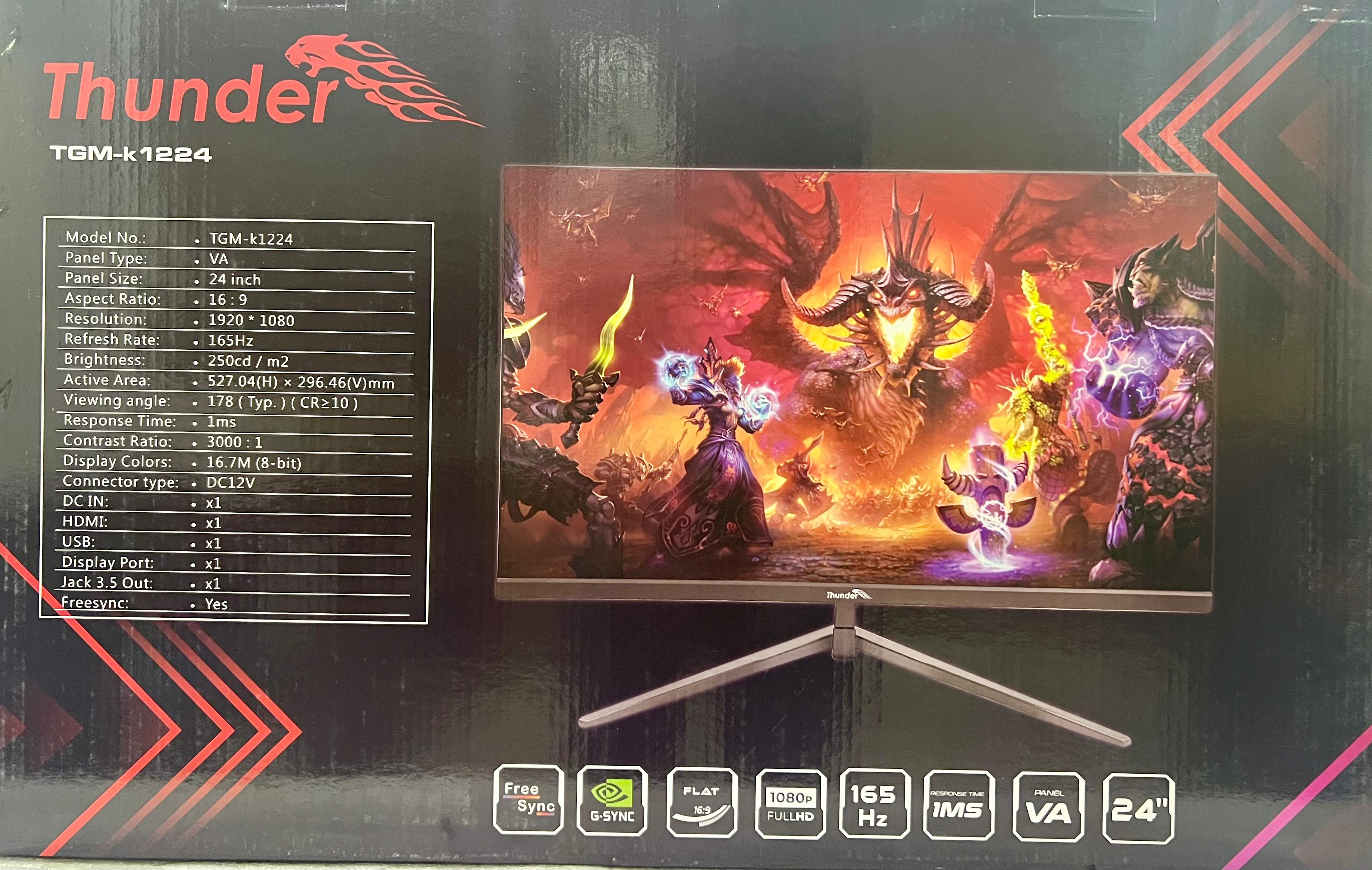 Thunder LED Gaming Monitor 24 Inch 165Hz 1080p VA TGM K122G Thunder LED Gaming Monitor 24 Inch 165Hz 1080p VA TGM K122G